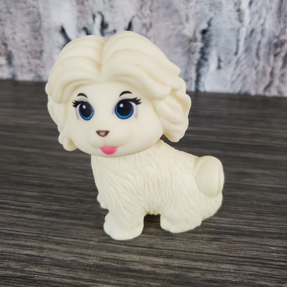 White‎ 3.25" Rubber Poodle Dog Toy Figure Replacement Play Pet - Rotating Head